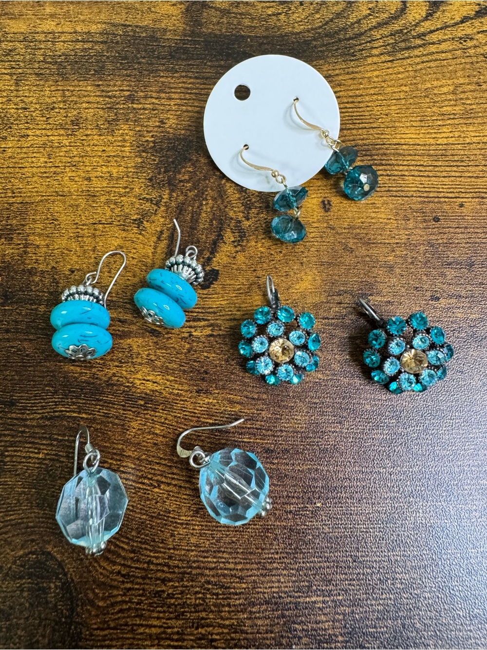 Turquoise and Blue Crystal Earrings Bundle - 5 Pairs